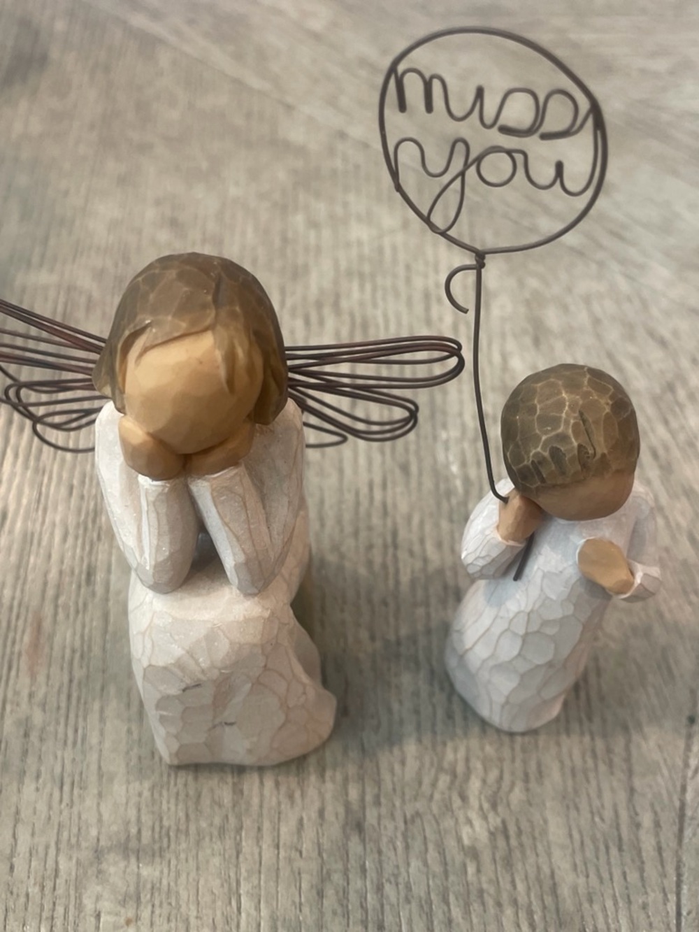 Willow Tree Cream & Brown 'Miss You' Angel Pair